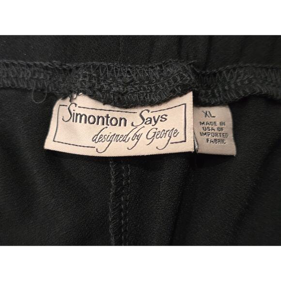 Simonton Says Designed by George Black Elastic Waist Polyester Dress Pants Slack - Picture 3 of 7